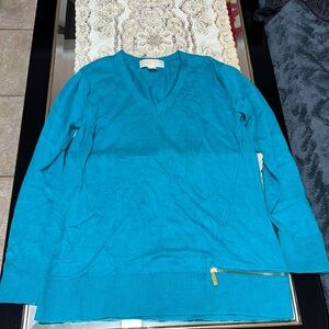 Michael Kors teal v-neck sweater